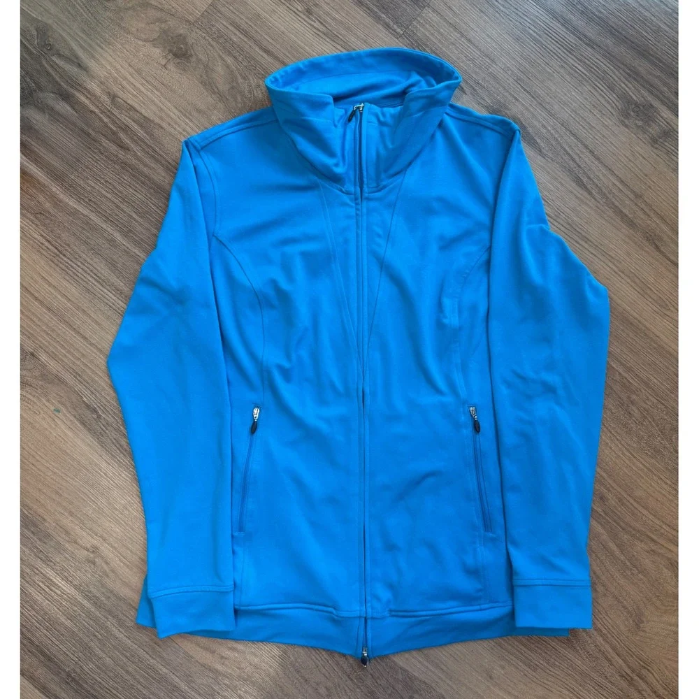 Jockey Person to Person Womens Blue Full Double Zip Mock Neck Active Jacket M